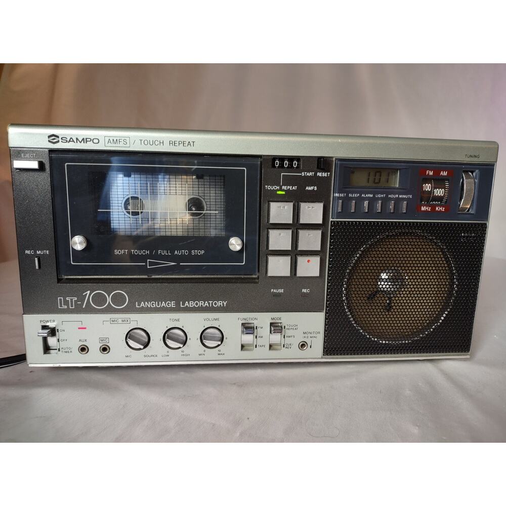 Rare Sampo LT-100 Language Laboratory AM/FM Radio Cassette Vintage READ